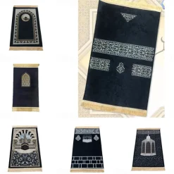 Muslim Prayer Rug Thick padded Sajadah, Islamic, Soft Velvet Mat Ramadan Eid Gift, for Women Man Kids Meditation Turkish African, Soft Luxury