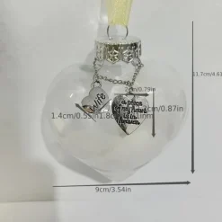 My Heart Is In Heaven Memorial Pendant Name Ornament Keepsake Feather Plastic Ball Ornament, Valentines Day Gift