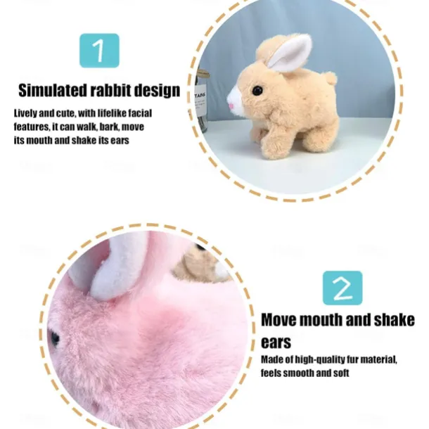 My Realistic Bunny Toy, Interactive Bunny Easter Decoration Realistic Bunny Gift for Kids- Jumping, Twitching, and Shaking Ears, Bunny Realistic Bunny Toy, Bunbi Realistic Bunny