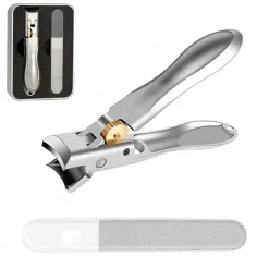 Nail Clipper, Super Sharp Molybdenum Vanadium Steel Nail Clippers for Thick Nails, Wide Jaw Opening No Splash Fingernail Cutters Long Handle with Catcher File (Flat)