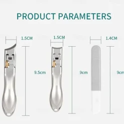 Nail Clipper, Super Sharp Molybdenum Vanadium Steel Nail Clippers for Thick Nails, Wide Jaw Opening No Splash Fingernail Cutters Long Handle with Catcher File (Flat)