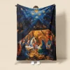 Nativity Baptism Nativity Of Jesus Vintage Super Soft Throws Blanket,Novelty Flannel Throw Blankets Warm Printed All Seasons Gifts Home Decor Big Blanket