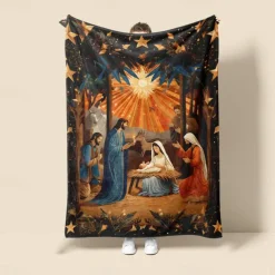 Nativity Baptism Nativity Of Jesus Vintage Super Soft Throws Blanket,Novelty Flannel Throw Blankets Warm Printed All Seasons Gifts Home Decor Big Blanket