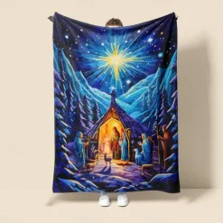 Nativity Baptism Nativity Of Jesus Vintage Super Soft Throws Blanket,Novelty Flannel Throw Blankets Warm Printed All Seasons Gifts Home Decor Big Blanket
