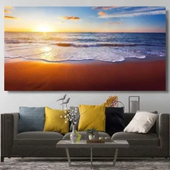 Natural Modern Seascape Wall Pictures Landscape Beach Sea Ocean Canvas Painting Wall Art Posters for Living Room Decor Cuadros