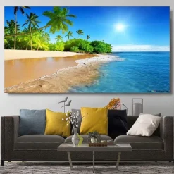 Natural Modern Seascape Wall Pictures Landscape Beach Sea Ocean Canvas Painting Wall Art Posters for Living Room Decor Cuadros