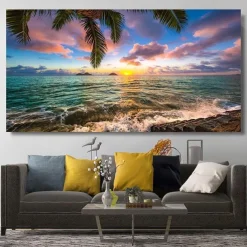 Natural Modern Seascape Wall Pictures Landscape Beach Sea Ocean Canvas Painting Wall Art Posters for Living Room Decor Cuadros