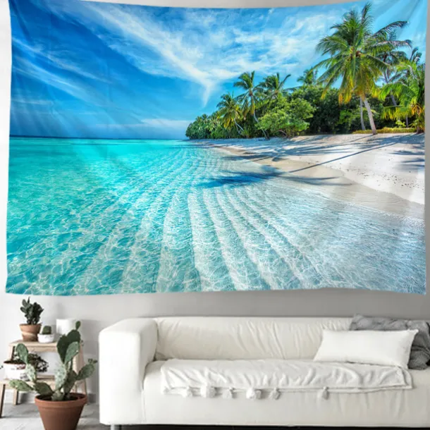 Nature Beach Ocean Hanging Tapestry Wall Art Large Tapestry Mural Decor Photograph Backdrop Blanket Curtain Home Bedroom Living Room Decoration