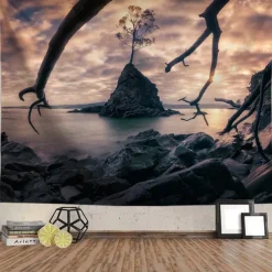 Nature Beach Ocean Hanging Tapestry Wall Art Large Tapestry Mural Decor Photograph Backdrop Blanket Curtain Home Bedroom Living Room Decoration