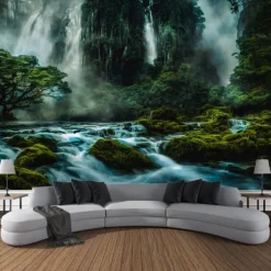 Nature Cascade Hanging Tapestry Wall Art Large Tapestry Mural Decor Photograph Backdrop Blanket Curtain Home Bedroom Living Room Decoration