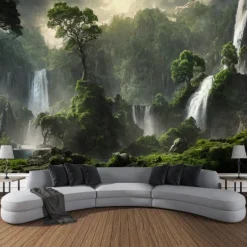 Nature Cascade Hanging Tapestry Wall Art Large Tapestry Mural Decor Photograph Backdrop Blanket Curtain Home Bedroom Living Room Decoration