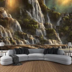 Nature Cascade Hanging Tapestry Wall Art Large Tapestry Mural Decor Photograph Backdrop Blanket Curtain Home Bedroom Living Room Decoration
