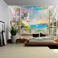 Nature Garden Theme Hanging Tapestry Wall Art Large Tapestry Mural Decor Photograph Backdrop Blanket Curtain Home Bedroom Living Room Decoration