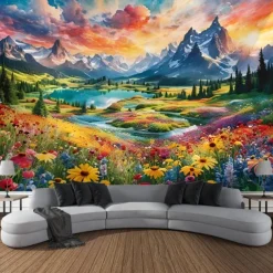 Nature Waterfall Rock Hanging Tapestry Landscape Wall Art Large Tapestry Mural Decor Photograph Backdrop Blanket Curtain Home Bedroom Living Room Decoration