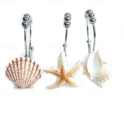 Nautical Shower Curtain Hook 12pc/box Rustproof Sea Star Shell Pendants for Bathroom Decor