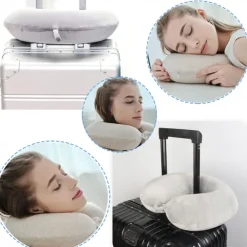 Neck Pillow for Traveling, Upgraded Travel Neck Pillow for Airplane 100% Pure Memory Foam Travel Pillow for Flight Headrest Sleep, Portable Plane Accessories