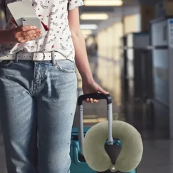 Neck Pillow for Traveling, Upgraded Travel Neck Pillow for Airplane 100% Pure Memory Foam Travel Pillow for Flight Headrest Sleep, Portable Plane Accessories