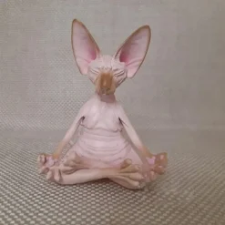 New Cat Figurine Sphynx Meditation Statue Yoga Animal Cat Meditate Art Sculpture Micro Decoration Garden Home Office Ornament