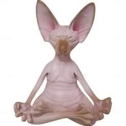 New Cat Figurine Sphynx Meditation Statue Yoga Animal Cat Meditate Art Sculpture Micro Decoration Garden Home Office Ornament
