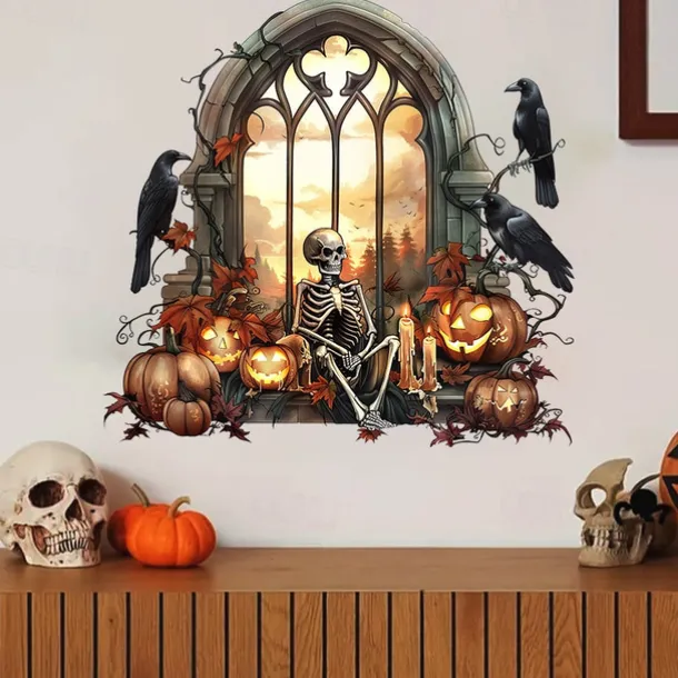 New Halloween Horror Hole Wall Decals - Spooky Party Decor, Self-Adhesive Waterproof Stickers for Doors and Windows