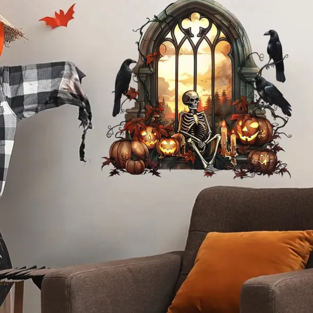 New Halloween Horror Hole Wall Decals - Spooky Party Decor, Self-Adhesive Waterproof Stickers for Doors and Windows