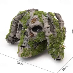 New Halloween Skull Ornament Outdoor Atmosphere Long Moss Glowing Vintage Hands-on-Head Skull