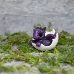 Newborn Dragon in Egg Figurine - Resin Fantasy Decor for Desk, Home, and Collectors - Mythical Creature Sculpture Adds Whimsical Charm