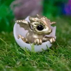 Newborn Dragon in Egg Figurine - Resin Fantasy Decor for Desk, Home, and Collectors - Mythical Creature Sculpture Adds Whimsical Charm