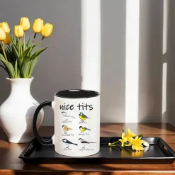 Nice Tits Bird Mug - Funny Birdwatcher Coffee Cup: Fowl Language Bird Coffee Mug, Birthday Gift for Women, Men, and Bird Lovers - 11 Ounce Capacity