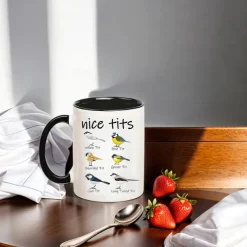 Nice Tits Bird Mug - Funny Birdwatcher Coffee Cup: Fowl Language Bird Coffee Mug, Birthday Gift for Women, Men, and Bird Lovers - 11 Ounce Capacity