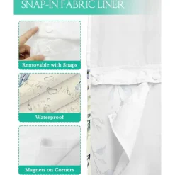 No Hook Shower Curtains 180cm*180cm(70