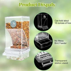 No Mess Automatic Bird Feeder,Automatic No-Spill Transparent Bird Feeder - Anti-Splash and Mess-Free Feeding Box