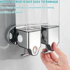 No-Drill Wall Mounted soap Dispenser for Bathroom and Kitchen, Shampoo and Conditioner Dispenser Drill Free with Adhesive