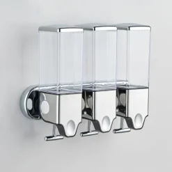 No-Drill Wall Mounted soap Dispenser for Bathroom and Kitchen, Shampoo and Conditioner Dispenser Drill Free with Adhesive