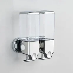 No-Drill Wall Mounted soap Dispenser for Bathroom and Kitchen, Shampoo and Conditioner Dispenser Drill Free with Adhesive