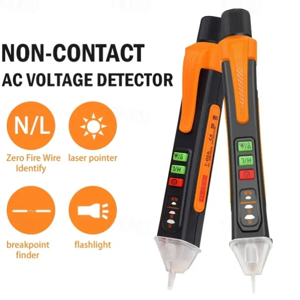 Non Contact Voltage Tester Pen Electrical Tools Electrical Tester AC 12-1000V/48V-1000V LED Flashlight Buzzer Alarm for Live/Null Wire Tester Judgment Wire Breakpoint Finder