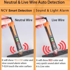 Non Contact Voltage Tester Pen Electrical Tools Electrical Tester AC 12-1000V/48V-1000V LED Flashlight Buzzer Alarm for Live/Null Wire Tester Judgment Wire Breakpoint Finder