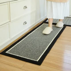 Non-Skid Washable Kitchen Rugs & Mats Anti-Fatigue, Non-Slip Absorbent Woven Runner Rubber Backed for Floors, Machine Washable Farmhouse Standing Mats for Sink, Laundry Room, Hallway