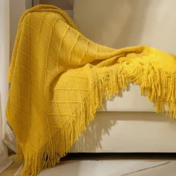 Nordic Fringe Knit Blanket Soft and Cozy Yarn Design Perfect for Office Naps, Air-Conditioned Rooms, or Relaxing Versatile as a Shawl, Sofa Throw, or Casual Cover