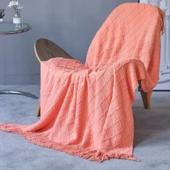 Nordic Fringe Knit Blanket Soft and Cozy Yarn Design Perfect for Office Naps, Air-Conditioned Rooms, or Relaxing Versatile as a Shawl, Sofa Throw, or Casual Cover