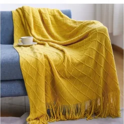 Nordic Fringe Knit Blanket Soft and Cozy Yarn Design Perfect for Office Naps, Air-Conditioned Rooms, or Relaxing Versatile as a Shawl, Sofa Throw, or Casual Cover