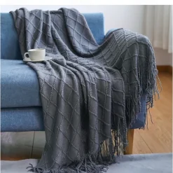 Nordic Fringe Knit Blanket Soft and Cozy Yarn Design Perfect for Office Naps, Air-Conditioned Rooms, or Relaxing Versatile as a Shawl, Sofa Throw, or Casual Cover
