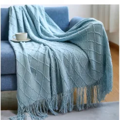 Nordic Fringe Knit Blanket Soft and Cozy Yarn Design Perfect for Office Naps, Air-Conditioned Rooms, or Relaxing Versatile as a Shawl, Sofa Throw, or Casual Cover