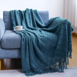 Nordic Fringe Knit Blanket Soft and Cozy Yarn Design Perfect for Office Naps, Air-Conditioned Rooms, or Relaxing Versatile as a Shawl, Sofa Throw, or Casual Cover