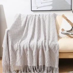 Nordic Fringe Knit Blanket Soft and Cozy Yarn Design Perfect for Office Naps, Air-Conditioned Rooms, or Relaxing Versatile as a Shawl, Sofa Throw, or Casual Cover