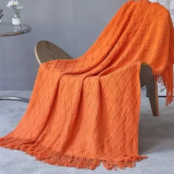 Nordic Fringe Knit Blanket Soft and Cozy Yarn Design Perfect for Office Naps, Air-Conditioned Rooms, or Relaxing Versatile as a Shawl, Sofa Throw, or Casual Cover