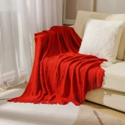 Nordic Fringe Knit Blanket Soft and Cozy Yarn Design Perfect for Office Naps, Air-Conditioned Rooms, or Relaxing Versatile as a Shawl, Sofa Throw, or Casual Cover