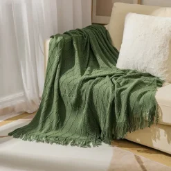 Nordic Fringe Knit Blanket Soft and Cozy Yarn Design Perfect for Office Naps, Air-Conditioned Rooms, or Relaxing Versatile as a Shawl, Sofa Throw, or Casual Cover