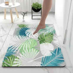 Nordic Green Leaf Bathroom Bath Mat Non-slip Creative Absorbent Bathroom Rug Diatomaceous Earth Non Slip
