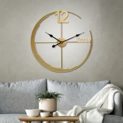 Nordic Modern Light Luxury Wall Clock Fashion Simple Metal Mute Hanging Clock Home Living Room Creative Pendant Watch Decor 60 cm